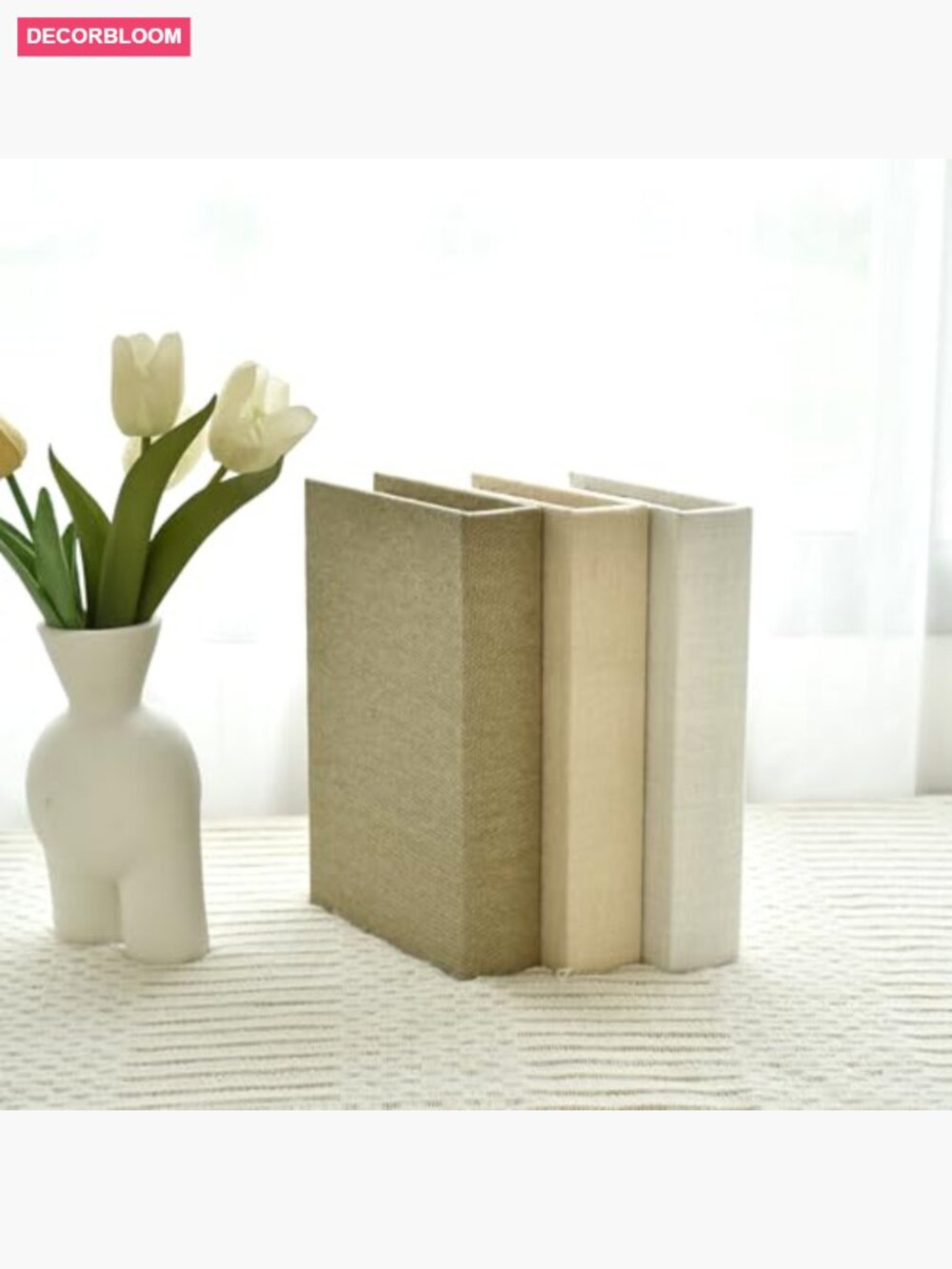 Set of 3 Decorative Faux Book Boxes with Linen and Wood - Picture 7 of 7